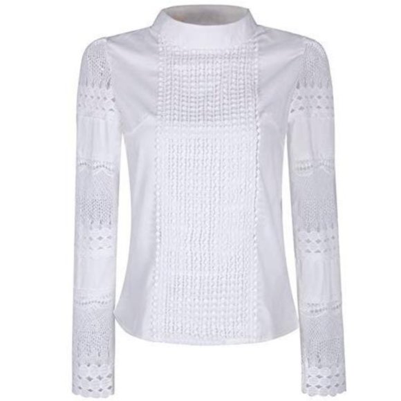 Smile Fish Women Hollow Out Lace Casual Blouse 5XL - Picture 1 of 5